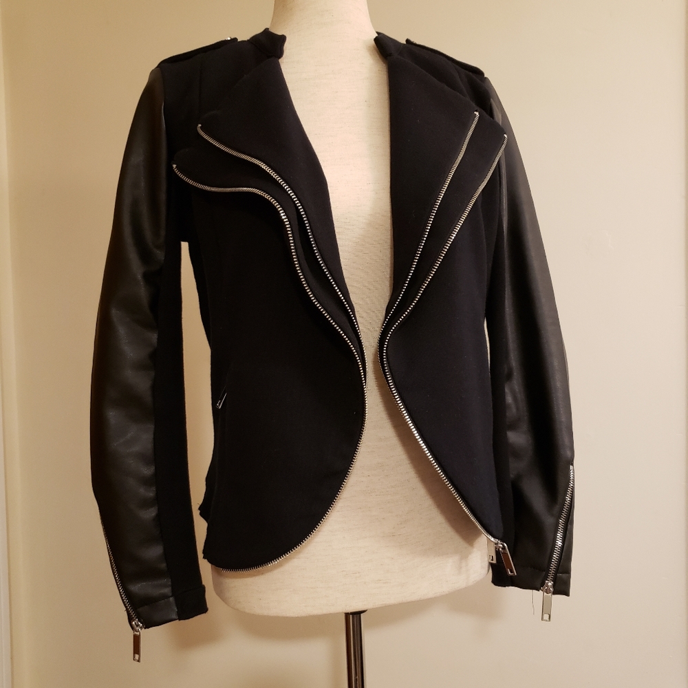 INC Black Jacket w/Zipper Design - Petite Small
